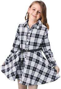 img 4 attached to CNKIDS Buffalo Print Casual Sleeve Dresses for Girls, Kids' Clothing