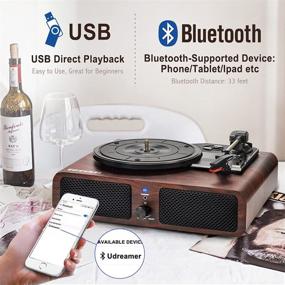 img 1 attached to 🎵 Винтажный Bluetooth 3-х скоростной виниловый проигрыватель пластинок LP с стереодинамиками и USB фонографом - Портативный ретро стиль