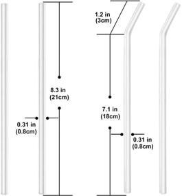 img 3 attached to 🍹 Прозрачные стеклянные соломинки диаметром 8 мм: многоразовые, полезные, экологически чистые - набор из 4 соломинок с щеточкой для чистки.