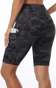 img 3 attached to Oalka Women's Short Yoga Side Pockets: High Waist Shorts for Effective Workout & Running