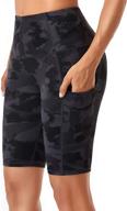 oalka women's short yoga side pockets: high waist shorts for effective workout & running logo