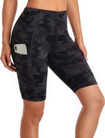 img 2 attached to Oalka Women's Short Yoga Side Pockets: High Waist Shorts for Effective Workout & Running