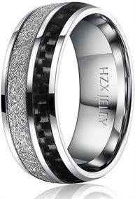 img 4 attached to 💍 HZX JELEY 8mm Stainless Steel Wedding Ring: Elegant Tungsten Silver Meteorite Wire Design for Men's and Women's Band - Available in Silver, 9K Gold, or Rose Gold - Sizes 7-12
