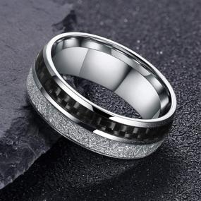 img 2 attached to 💍 HZX JELEY 8mm Stainless Steel Wedding Ring: Elegant Tungsten Silver Meteorite Wire Design for Men's and Women's Band - Available in Silver, 9K Gold, or Rose Gold - Sizes 7-12