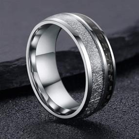 img 3 attached to 💍 HZX JELEY 8mm Stainless Steel Wedding Ring: Elegant Tungsten Silver Meteorite Wire Design for Men's and Women's Band - Available in Silver, 9K Gold, or Rose Gold - Sizes 7-12