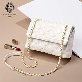 img 1 attached to 👜 Стильные женские сумки LAORENTOU из телячьей кожи с квадратным стежком и цепочкой - Необходимые кожаные плечевые сумки!