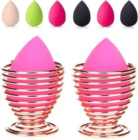 img 4 attached to 💄 Efficient Makeup Sponge Drying Stand & Storage Holder - 2 Pack Rose Gold by LanMa Beauty Sponge Blender