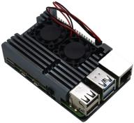 🖥️ металлический алюминиевый чехол treedix pi 4 с двумя вентиляторами и теплопроводом для охлаждения - совместим с raspberry pi 4 model/pi 4b (черный) логотип