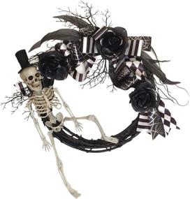 img 4 attached to 🎃 18-Inch Hanizi Halloween Skull Wreath - Front Door, Window, and Wall Decorations