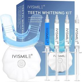 img 4 attached to 🦷 IVISMILE Teeth Whitening Kit - 5X LED Light Tooth Whitener with 10-Minute Timer, 3X3ml Teeth Whitening Gel (12% Pap), Desensitizing Gel and Tray - Effectively Eliminate Stains from Coffee, Drinks, Food...