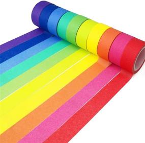 img 4 attached to Piokio Rainbow Washi Tape Set - 10 Rolls, 15mm Wide - Ideal for DIY School Supplies - 164 Feet Total Length