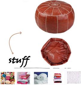 img 2 attached to Zefen Unstuffed Leather Ottoman: Stylish Furniture for Kids and Adults