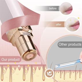img 3 attached to 🪒 Womens Facial Hair Remover: Flawless, Painless, Waterproof Shaver for Upper Lip, Chin, Cheeks Peach Fuzz, Eyebrow - With Battery, White
