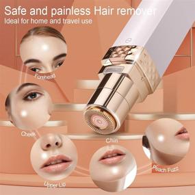 img 2 attached to 🪒 Womens Facial Hair Remover: Flawless, Painless, Waterproof Shaver for Upper Lip, Chin, Cheeks Peach Fuzz, Eyebrow - With Battery, White