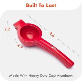 img 3 attached to 🍋 Commercial Grade Aluminum Lemon Squeezer - Heavy Duty Citrus Juicer for Cucisina - Ergonomic Hand Juicer in Red; Also Functions as Lime Juicer and Fruit Press