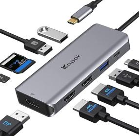 img 4 attached to 🔌 Versatile USB C Docking Station: Dual Monitor Support, DisplayPort, Dual HDMI Adapter, 4K, 3 USB Ports, 100W PD, SD/TF - Compatible with Dell XPS 13/15, HP x360, Surface Lenovo Yoga laptops