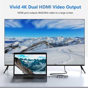 img 3 attached to 🔌 Универсальная USB C док-станция: поддержка двух мониторов, DisplayPort, два адаптера HDMI, 4K, 3 порта USB, 100W PD, SD/TF - совместима с ноутбуками Dell XPS 13/15, HP x360, Surface Lenovo Yoga.