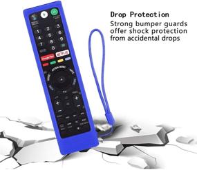 img 3 attached to Protective Silicone Remote Case For Sony RMT-TX102U RMF-TX200U RMT-TX200U RMF-TX300U Smart Android TV Voice Remote Controller Washable Anti-Lost Remote Cover With Loop (Blue)