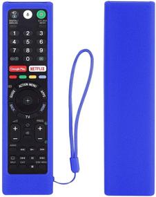 img 4 attached to Protective Silicone Remote Case For Sony RMT-TX102U RMF-TX200U RMT-TX200U RMF-TX300U Smart Android TV Voice Remote Controller Washable Anti-Lost Remote Cover With Loop (Blue)