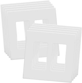 img 4 attached to 🔌 ENERLITES 2-Gang Screwless Decorator Wall Plates with Child-Safe Outlet Covers - 4.68" H x 4.73” L - Unbreakable Polycarbonate Thermoplastic - Glossy White (10 Pack)