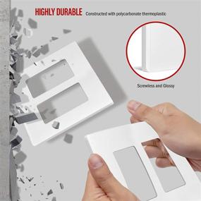 img 2 attached to 🔌 ENERLITES 2-Gang Screwless Decorator Wall Plates with Child-Safe Outlet Covers - 4.68" H x 4.73” L - Unbreakable Polycarbonate Thermoplastic - Glossy White (10 Pack)