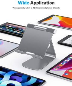img 3 attached to 📱 Adjustable Tablet Stand Holder - OMOTON T1 iPad Stand, Lightweight Aluminum Tablet Dock Cradle for iPad Air 4/Mini, New iPad 10.2/9.7, iPad Pro 11/12.9, Samsung, Nintendo, and More - Grey