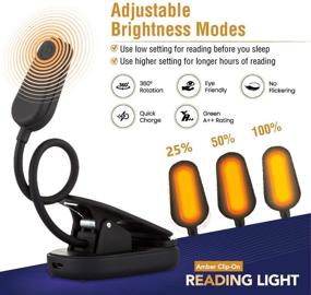 img 1 attached to Amber1600K Book Light Clip On - Adjustable Brightness Reading Lamp with Blue Light Blocking Technology - Rechargeable, Portable, and Sleep-Friendly