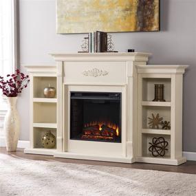 img 1 attached to SEI Furniture Tennyson Electric Bookcases Fireplace: Elegant Ivory Design with Functionality