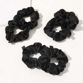 img 1 attached to 🖤 Black Satin Silk Hair Ties for Women - Scrunchies Hair Bands for Thick Curls - Non-Crease Hair Accessories - Soft Ponytail Holders - Gentle on Hair