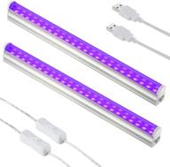 🎃 2 pack of usb powered led black light bars: neon glow, fluorescent lamp for halloween blacklight party, body paints - portable, powerful 10w uv led blacklight fixture tube логотип