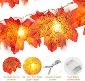 img 2 attached to 🍁 Enhance Your Fall Ambience with 19.6Ft Waterproof Maple Leaf String Lights - Battery-Powered, LED Fall Decor Garland for Indoor & Outdoor Thanksgiving and Christmas Decorations!