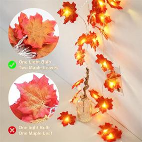 img 1 attached to 🍁 Enhance Your Fall Ambience with 19.6Ft Waterproof Maple Leaf String Lights - Battery-Powered, LED Fall Decor Garland for Indoor & Outdoor Thanksgiving and Christmas Decorations!