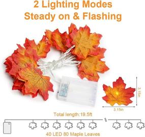 img 3 attached to 🍁 Enhance Your Fall Ambience with 19.6Ft Waterproof Maple Leaf String Lights - Battery-Powered, LED Fall Decor Garland for Indoor & Outdoor Thanksgiving and Christmas Decorations!