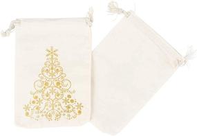 img 1 attached to 🎄 Deck the Halls with Christmas Tree Canvas Drawstring Bags - Perfect Holiday Party Favors! (4 x 6 In, 12 Pack)
