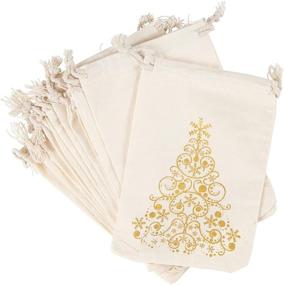 img 4 attached to 🎄 Deck the Halls with Christmas Tree Canvas Drawstring Bags - Perfect Holiday Party Favors! (4 x 6 In, 12 Pack)