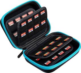 img 2 attached to Butterfox Switch Game Card Case: 64-Slot Storage Holder for Nintendo Switch, PS Vita, and SD Memory Cards (Blue Turquoise/Black)