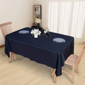 img 3 attached to 🍽️ LUSHVIDA Rectangle Table Cloth: Water-Resistant Microfiber Tablecloth for Banquets, Parties, and Dining (Navy, 60 X 84 Inch)