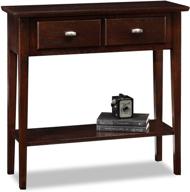 🍫 leick home two drawer sofa table hall console with shelf in chocolate oak - 10075-ch logo