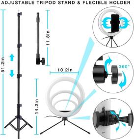 img 1 attached to 📸 10-дюймовое RGB кольцо для селфи от SRUIM - RGB-фотовспышка для настольного использования с штативом и держателем для смартфона, регулируемое светодиодное кольцо для селфи для создания красивого освещения для YouTube-видео, прямых трансляций, учебных пособий по макияжу