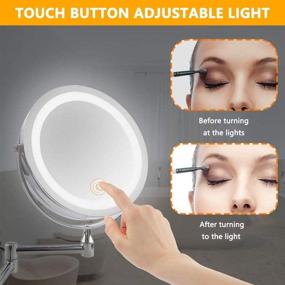 img 2 attached to Premium Wall Mounted Makeup Mirror with 10X Magnification, Adjustable LED Light, and Swivel Extendable Design - Perfect for Bathroom, Bedroom, and Shaving - Chrome Finish!