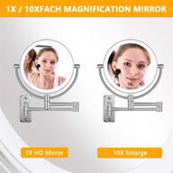 premium wall mounted makeup mirror with 10x magnification, adjustable led light, and swivel extendable design - perfect for bathroom, bedroom, and shaving - chrome finish! logo