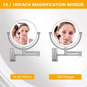 img 4 attached to Premium Wall Mounted Makeup Mirror with 10X Magnification, Adjustable LED Light, and Swivel Extendable Design - Perfect for Bathroom, Bedroom, and Shaving - Chrome Finish!