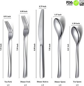 img 3 attached to 🍴 Premium Silverware Set: 20-Piece Stainless Steel Flatware with Mirror Polish - Service for 4