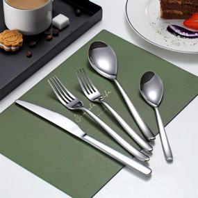 img 1 attached to 🍴 Premium Silverware Set: 20-Piece Stainless Steel Flatware with Mirror Polish - Service for 4