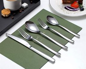 img 2 attached to 🍴 Premium Silverware Set: 20-Piece Stainless Steel Flatware with Mirror Polish - Service for 4