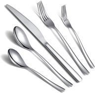 🍴 premium silverware set: 20-piece stainless steel flatware with mirror polish - service for 4 logo