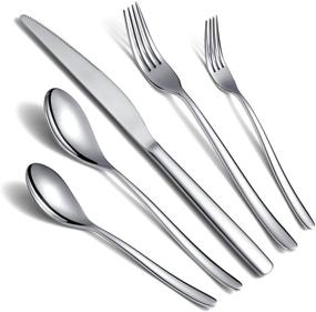 img 4 attached to 🍴 Premium Silverware Set: 20-Piece Stainless Steel Flatware with Mirror Polish - Service for 4