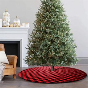 img 2 attached to YUBOO Rustic Christmas Tree Skirt, Red & Black Buffalo Plaid Gingham Burlap Reversible Xmas Tree Mat for Farmhouse Holiday Decor