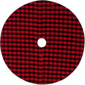 img 3 attached to YUBOO Rustic Christmas Tree Skirt, Red & Black Buffalo Plaid Gingham Burlap Reversible Xmas Tree Mat for Farmhouse Holiday Decor