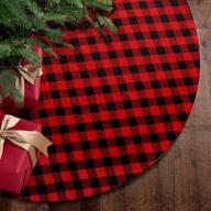 yuboo rustic christmas tree skirt, red & black buffalo plaid gingham burlap reversible xmas tree mat for farmhouse holiday decor logo